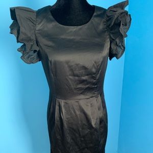 APART Black Satin Ruffle Sleeve VTG Y2K LBD NWT Whimsigoth Dress Size 4